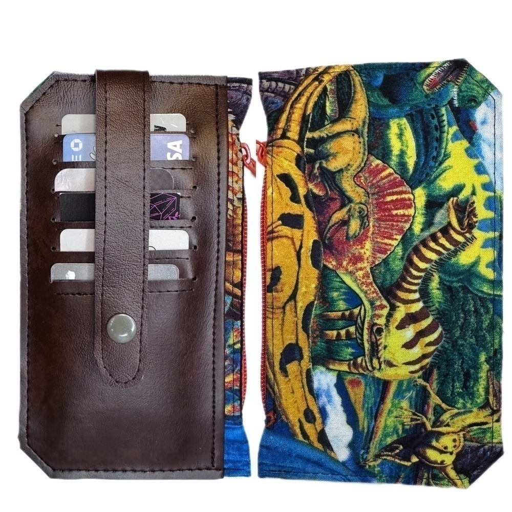 Dinosaur wallet purse pall handmade zipper vinyl